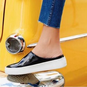 Free People Wynwood Shiny Black Patent Leather Mules Sneakers Women’s 7.5, EU 38